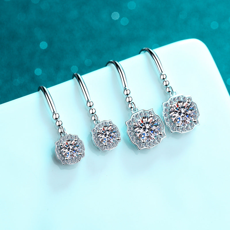 925 Sterling Silver PT950 Gold Plated Heart-Shaped Moissanite Stud Earrings - 1CT/2CT with Zircon Accents