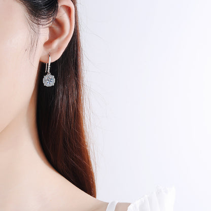925 Sterling Silver PT950 Gold Plated Heart-Shaped Moissanite Stud Earrings - 1CT/2CT with Zircon Accents