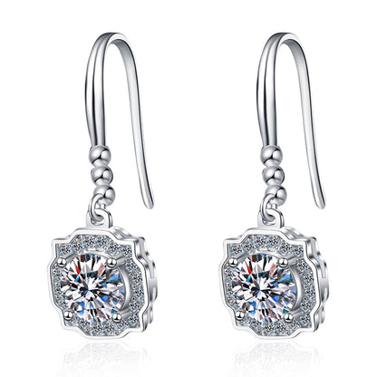 925 Sterling Silver PT950 Gold Plated Heart-Shaped Moissanite Stud Earrings - 1CT/2CT with Zircon Accents