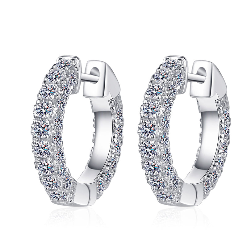 925 Sterling Silver PT950 Gold Plated Huggie Hoop Earrings - 1.92CT Minimalist Floral Design
