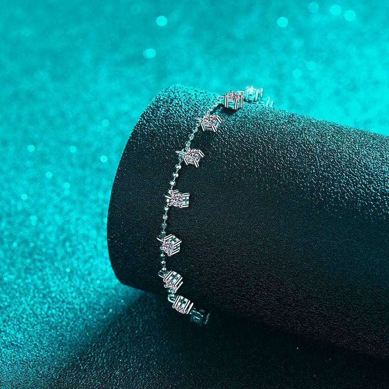 Luxury 1.3CT or 3.9CT Moissanite Ocean Wave & Meteor Shower Bracelet for Women - 925 Sterling Silver Rhodium Plated