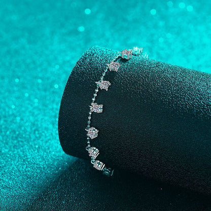 Luxury 1.3CT or 3.9CT Moissanite Ocean Wave & Meteor Shower Bracelet for Women - 925 Sterling Silver Rhodium Plated