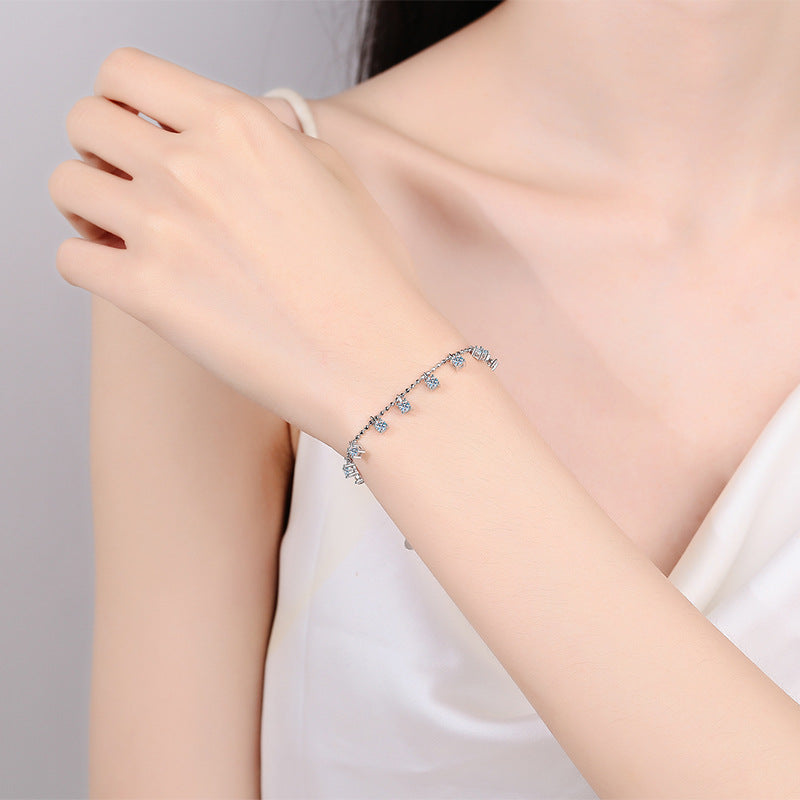 Luxury 1.3CT or 3.9CT Moissanite Ocean Wave & Meteor Shower Bracelet for Women - 925 Sterling Silver Rhodium Plated