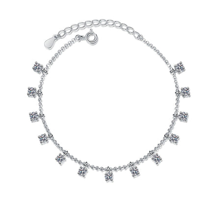 Luxury 1.3CT or 3.9CT Moissanite Ocean Wave & Meteor Shower Bracelet for Women - 925 Sterling Silver Rhodium Plated