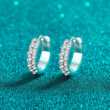 925 Sterling Silver PT950 Gold Plated Moissanite Hoop Earrings - 0.38ct Nature-Inspired Ear Cuffs