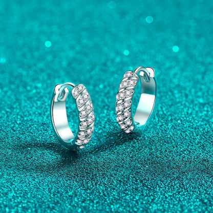 925 Sterling Silver PT950 Gold Plated Moissanite Hoop Earrings - 0.38ct Nature-Inspired Ear Cuffs