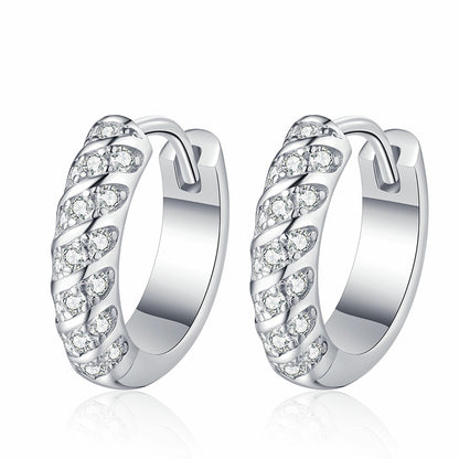 925 Sterling Silver PT950 Gold Plated Moissanite Hoop Earrings - 0.38ct Nature-Inspired Ear Cuffs