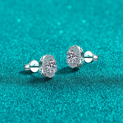 925 Sterling Silver PT950 Gold Plated Oval Moissanite Stud Earrings - 1CT Floral Inspired Minimalist Jewelry