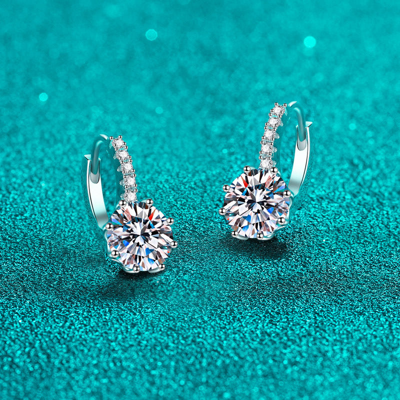 925 Sterling Silver PT950 Gold Plated Tulip Moissanite Huggie Hoops - 4CT Total (2CT Each)