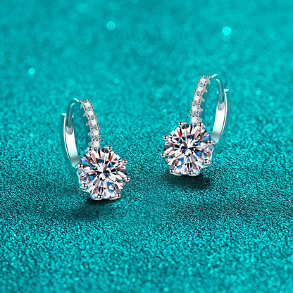 925 Sterling Silver PT950 Gold Plated Tulip Moissanite Huggie Hoops - 4CT Total (2CT Each)