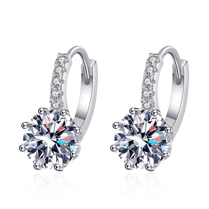925 Sterling Silver PT950 Gold Plated Tulip Moissanite Huggie Hoops - 4CT Total (2CT Each)
