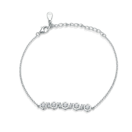 925 Sterling Silver Pavé Zirconia Bracelet - Geometric Star Accented Jewelry