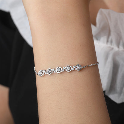 925 Sterling Silver Pavé Zirconia Bracelet - Geometric Star Accented Jewelry