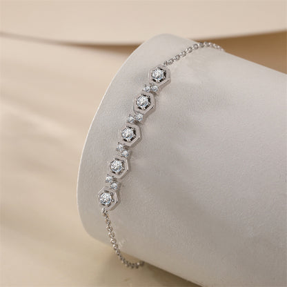 925 Sterling Silver Pavé Zirconia Bracelet - Geometric Star Accented Jewelry
