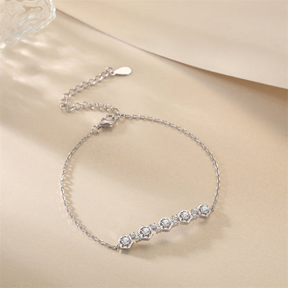 925 Sterling Silver Pavé Zirconia Bracelet - Geometric Star Accented Jewelry