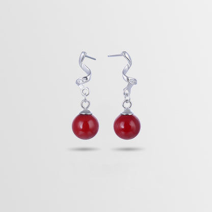 925 Sterling Silver Pearl Drop Earrings - Korean Style Geometric Dangle Earrings with Plastic Backs