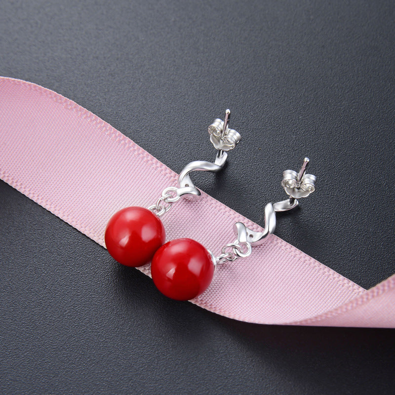 925 Sterling Silver Pearl Drop Earrings - Korean Style Geometric Dangle Earrings with Plastic Backs