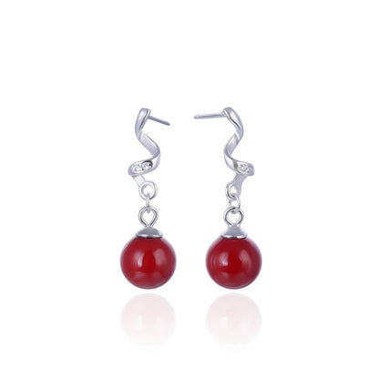 925 Sterling Silver Pearl Drop Earrings - Korean Style Geometric Dangle Earrings with Plastic Backs