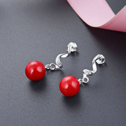 925 Sterling Silver Pearl Drop Earrings - Korean Style Geometric Dangle Earrings with Plastic Backs