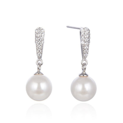 925 Sterling Silver Pearl Drop Earrings with Plastic Backs - Korean Style Natural Pearl Dangle Earrings for Women
