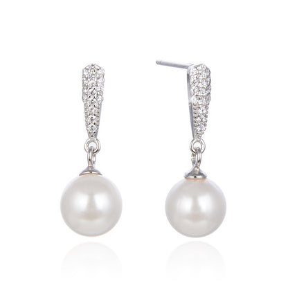 925 Sterling Silver Pearl Drop Earrings with Plastic Backs - Korean Style Natural Pearl Dangle Earrings for Women