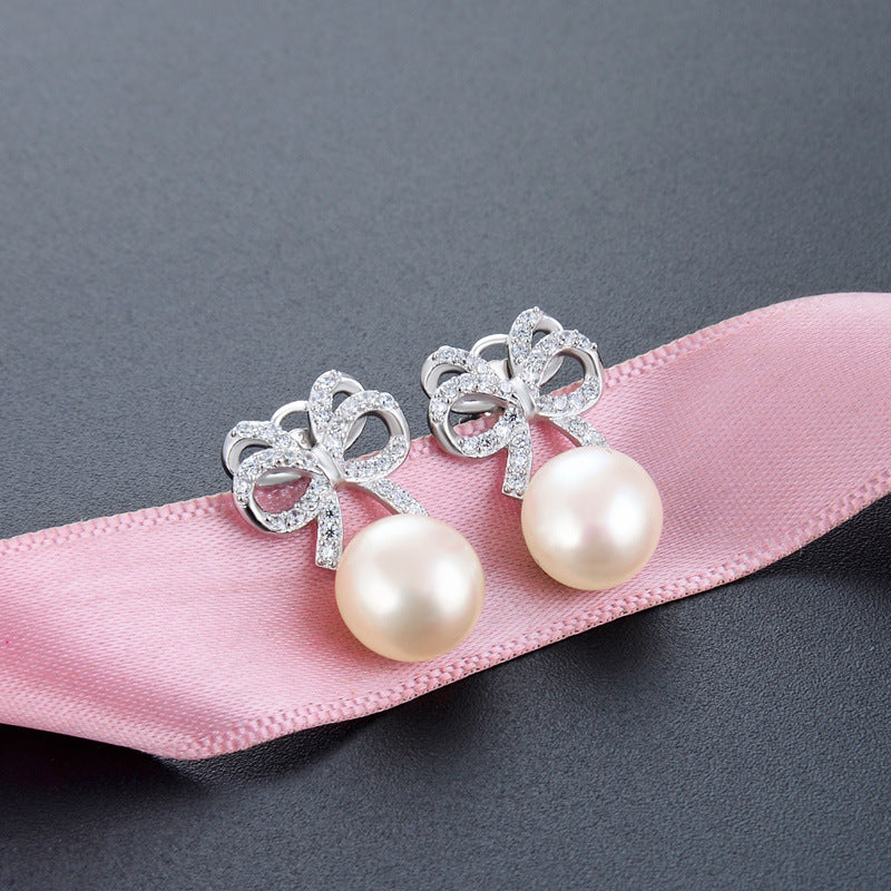925 Sterling Silver Pearl Stud Earrings - Korean Style Minimalist Geometric Earrings with Plastic Backs for Women