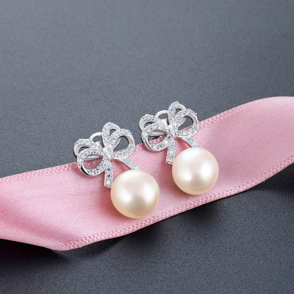 925 Sterling Silver Pearl Stud Earrings - Korean Style Minimalist Geometric Earrings with Plastic Backs for Women
