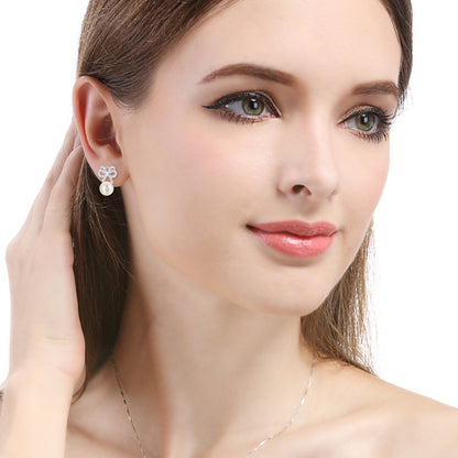 925 Sterling Silver Pearl Stud Earrings - Korean Style Minimalist Geometric Earrings with Plastic Backs for Women