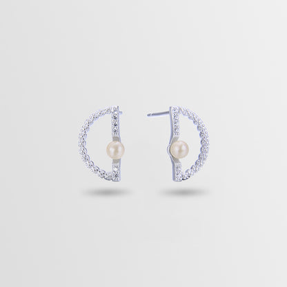 925 Sterling Silver Pearl Stud Earrings - Korean Style Shell Pearl Earrings with Plastic Backs for Women