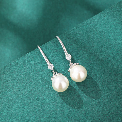 925 Sterling Silver Pearl Stud Earrings - Minimalist Everyday Jewelry for Women (Pair)
