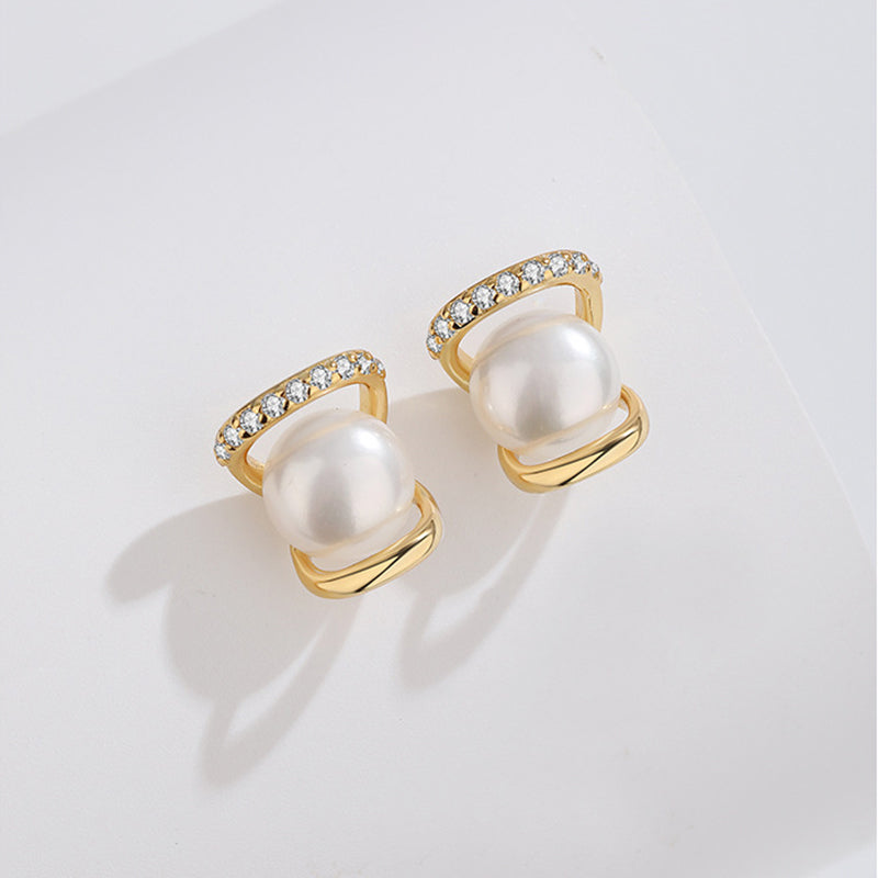 925 Sterling Silver Pearl Stud Earrings - Premium White Gold & 18K Gold Plated Luxury Earrings for Women