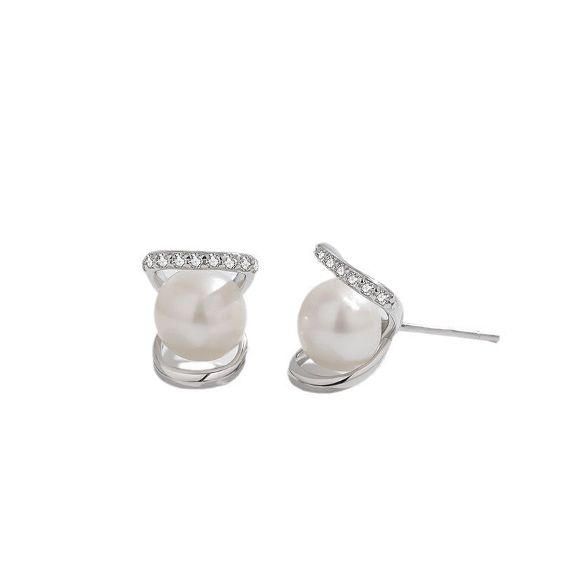925 Sterling Silver Pearl Stud Earrings - Premium White Gold & 18K Gold Plated Luxury Earrings for Women