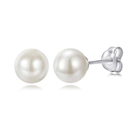 925 Sterling Silver Pearl Stud Earrings for Women Elegant Freshwater Pearl Earrings in White Gold and Rose Gold