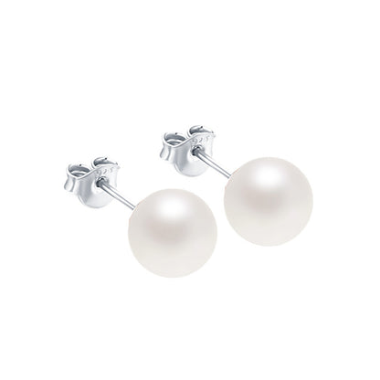 925 Sterling Silver Pearl Stud Earrings for Women Elegant Freshwater Pearl Earrings in White Gold and Rose Gold