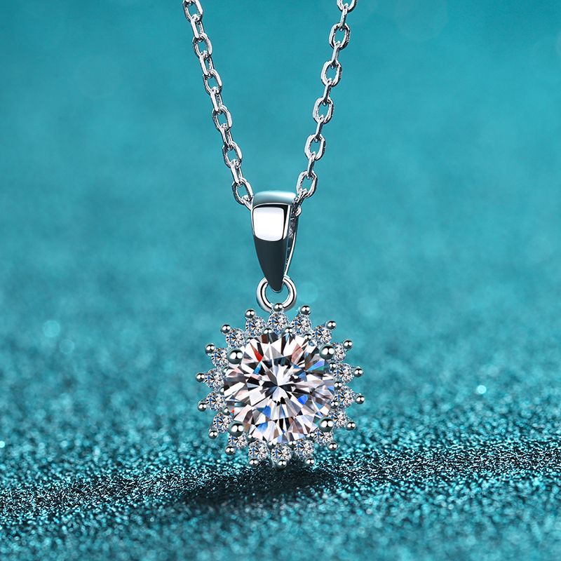 925 Sterling Silver Pendant Necklace - 0.5CT to 5CT Moissanite Dandelion-Inspired Statement Piece