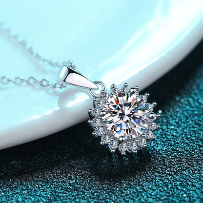 925 Sterling Silver Pendant Necklace - 0.5CT to 5CT Moissanite Dandelion-Inspired Statement Piece