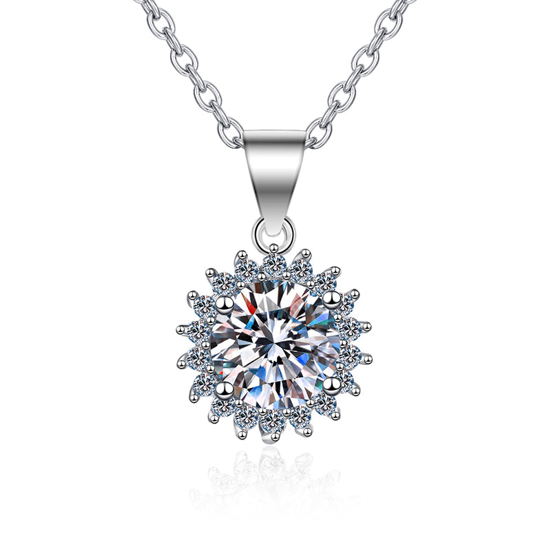 925 Sterling Silver Pendant Necklace - 0.5CT to 5CT Moissanite Dandelion-Inspired Statement Piece
