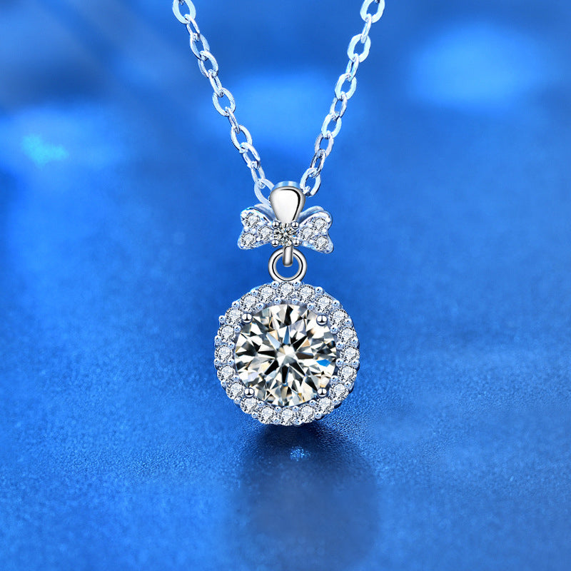 925 Sterling Silver Perfume Bottle Pendant Necklace with 1ct Moissanite Cross Chain Women's Luxury Jewelry