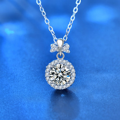 925 Sterling Silver Perfume Bottle Pendant Necklace with 1ct Moissanite Cross Chain Women's Luxury Jewelry