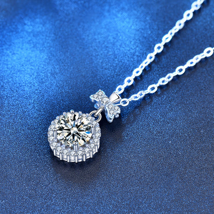 925 Sterling Silver Perfume Bottle Pendant Necklace with 1ct Moissanite Cross Chain Women's Luxury Jewelry