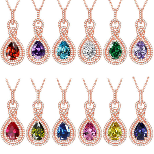 925 Sterling Silver Cross Chain Pendant Necklace - Birthstone Colors (Olive Green for August) in Rose Gold/White Gold Plated, Minimalist Style for Women