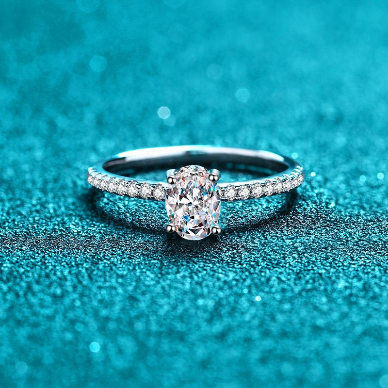 925 Sterling Silver "Pigeon Egg" Solitaire Engagement Ring | 1-2ct Oval Moissanite