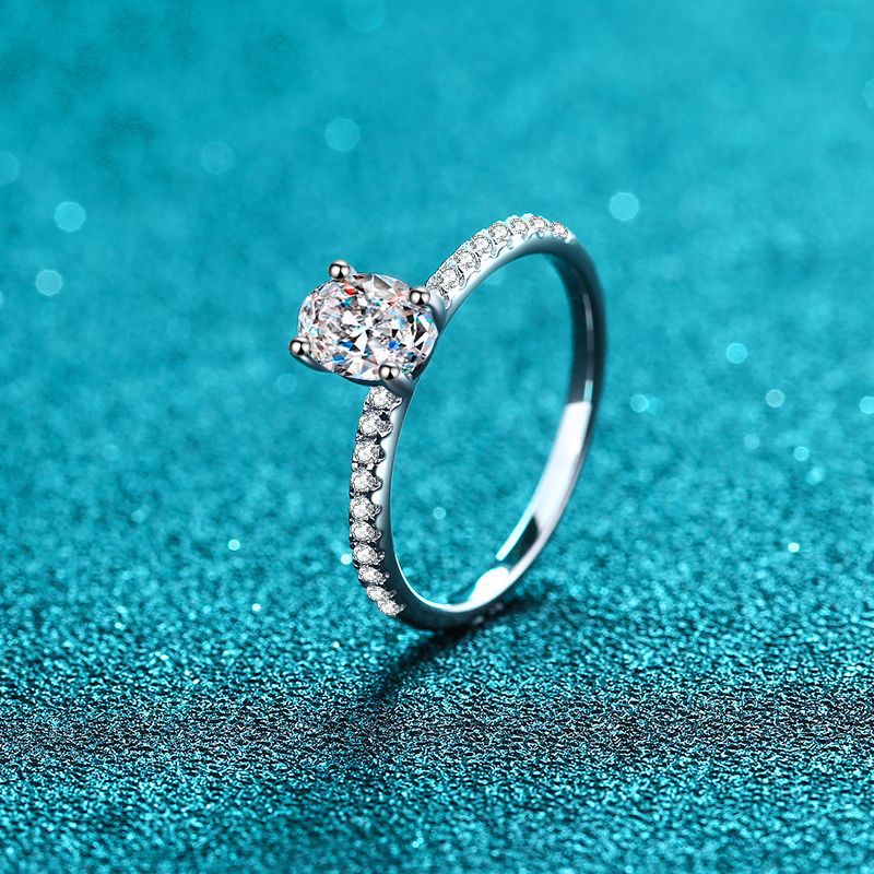 925 Sterling Silver "Pigeon Egg" Solitaire Engagement Ring | 1-2ct Oval Moissanite