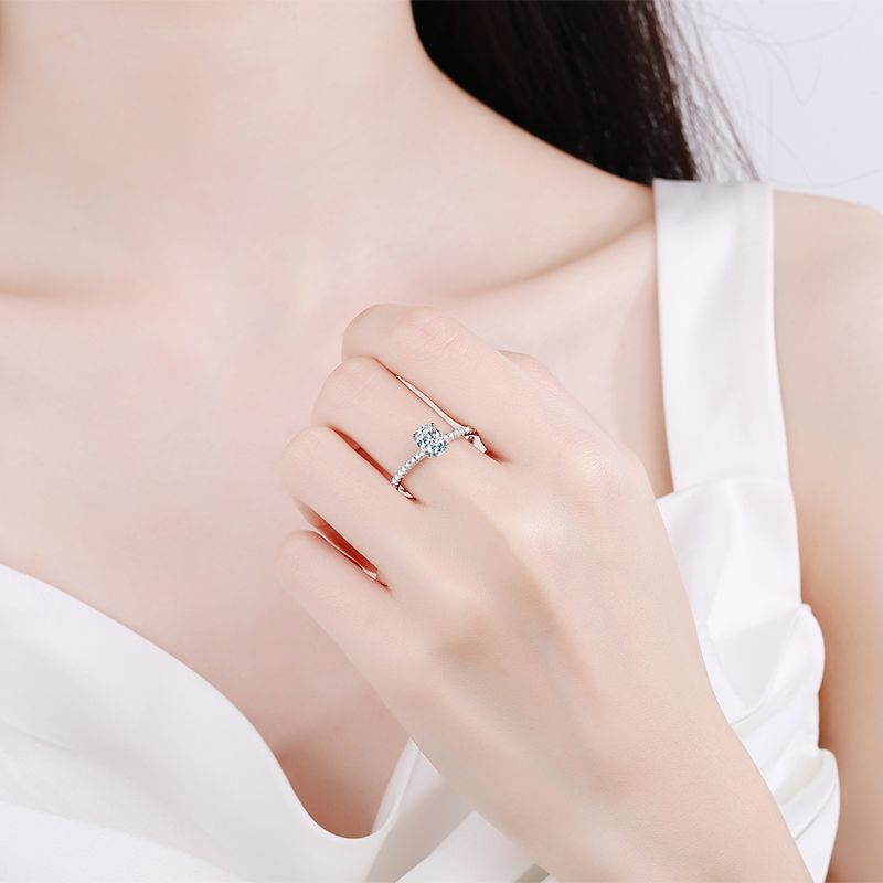 925 Sterling Silver "Pigeon Egg" Solitaire Engagement Ring | 1-2ct Oval Moissanite