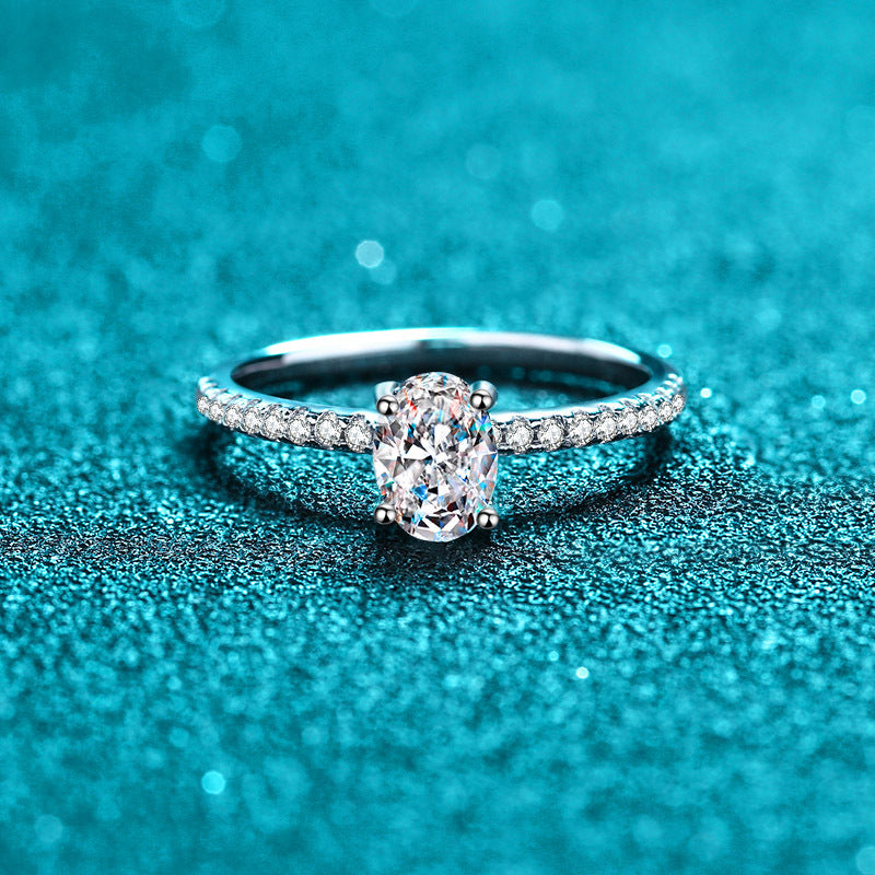 925 Sterling Silver "Pigeon Egg" Solitaire Engagement Ring | 1-2ct Oval Moissanite