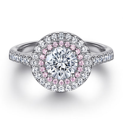 925 Sterling Silver Pink Zircon Ring Set – Elegant Stackable Band Collection