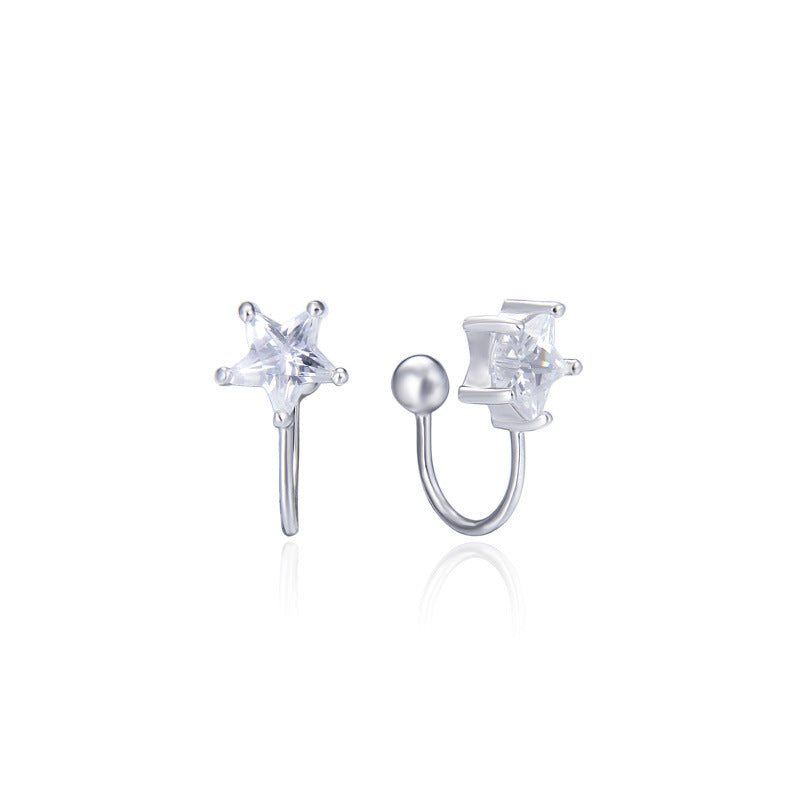 925 Sterling Silver Plated Cartoon Ear Cuffs - Non-Piercing Clip-On Earrings for Women