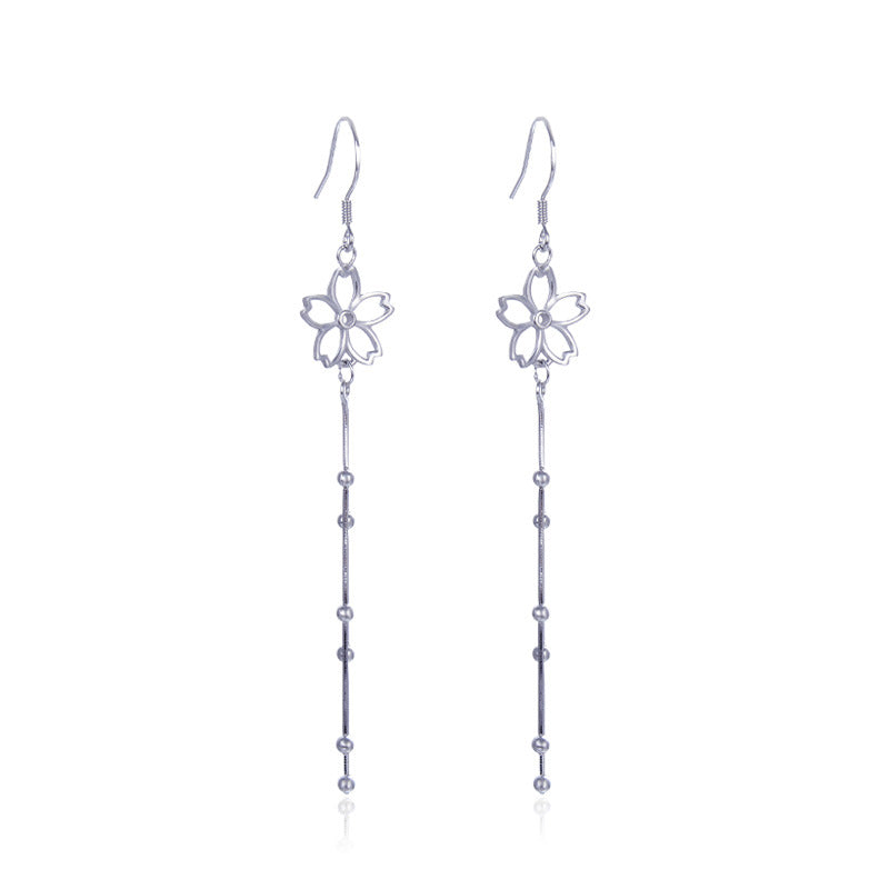 925 Sterling Silver Plated Floral Drop Earrings - 2.5g Light Luxury Flower Dangle Earrings for Women