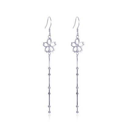 925 Sterling Silver Plated Floral Drop Earrings - 2.5g Light Luxury Flower Dangle Earrings for Women