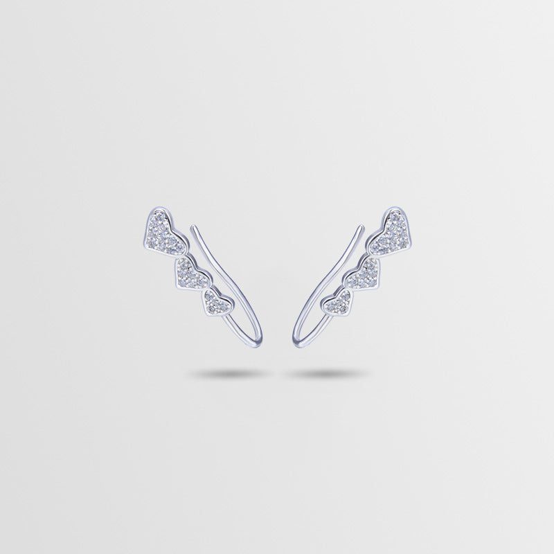 925 Sterling Silver Plated Heart Clip-On Earrings - Korean Style Geometric Square Bezel Ear Cuffs for Women